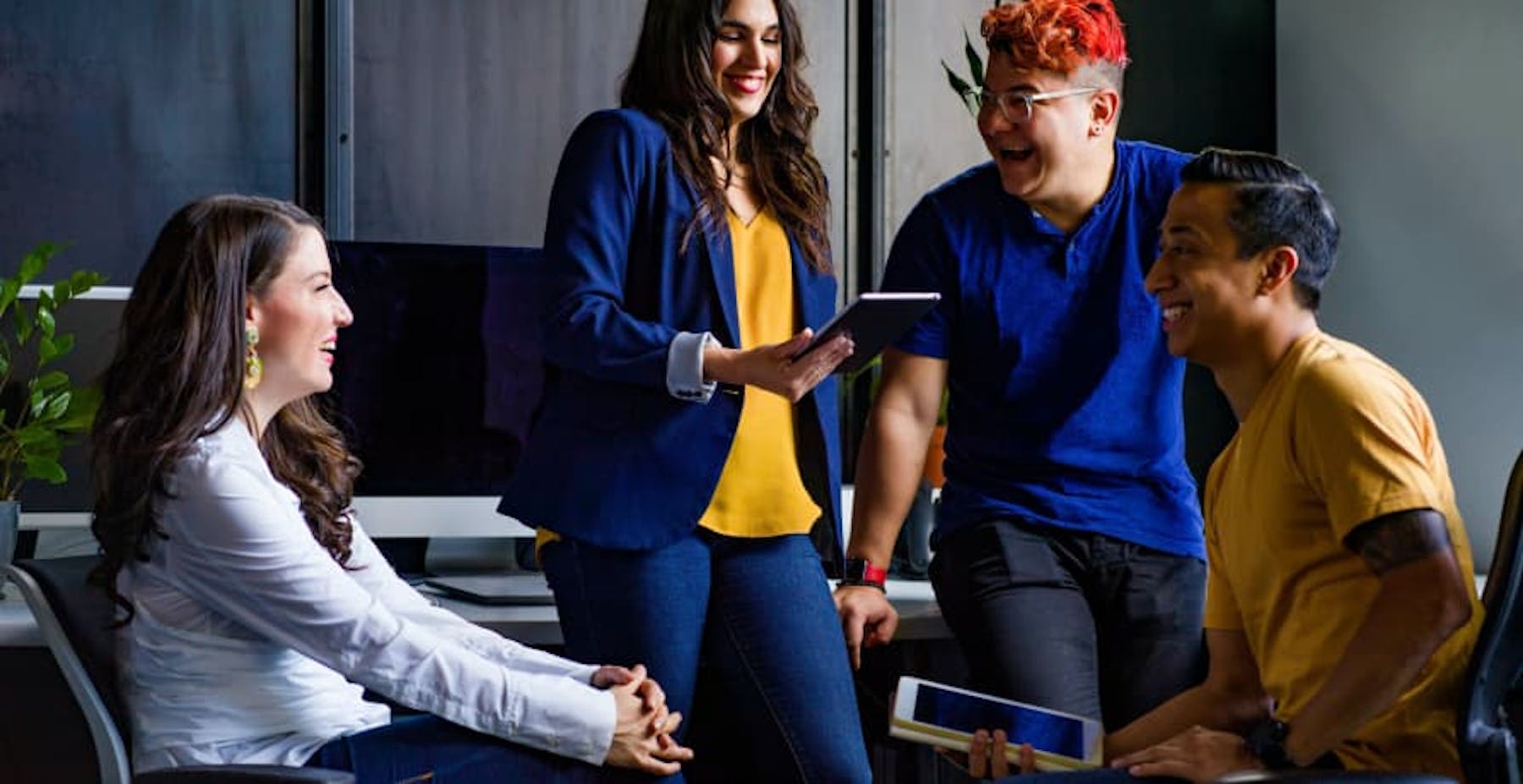 group of coworkers in office