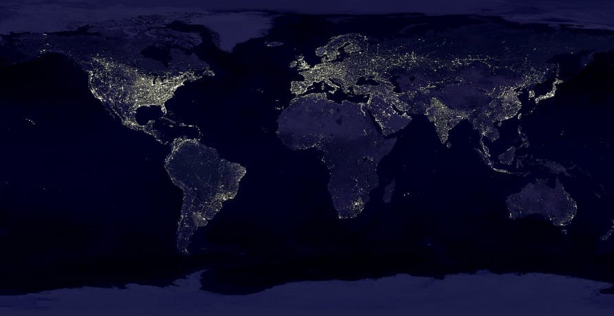 image of the world at night from space