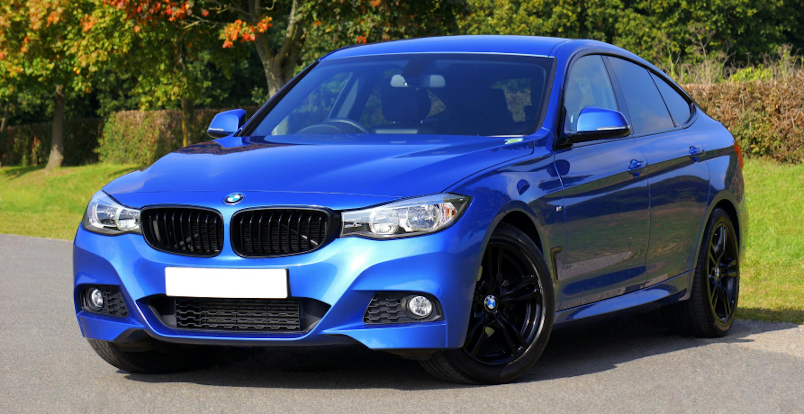 blue bmw car