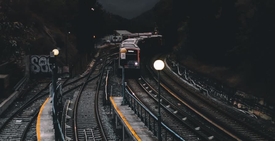 train line with a train approaching