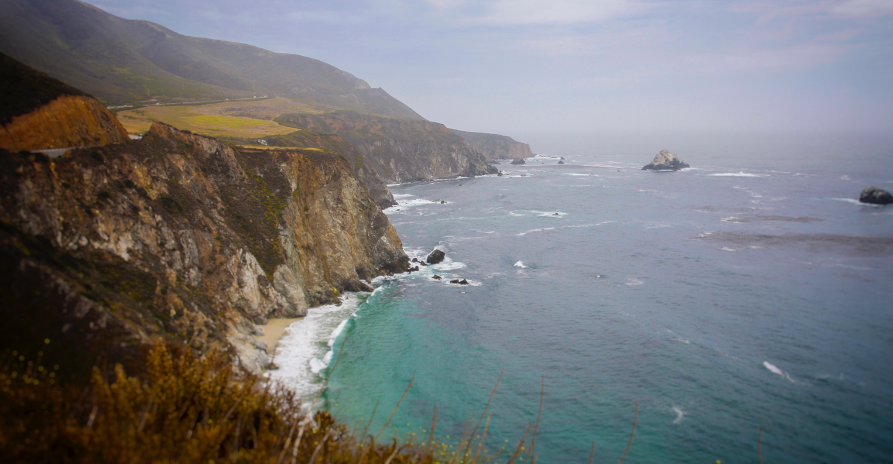 ocean and cliffs on beach