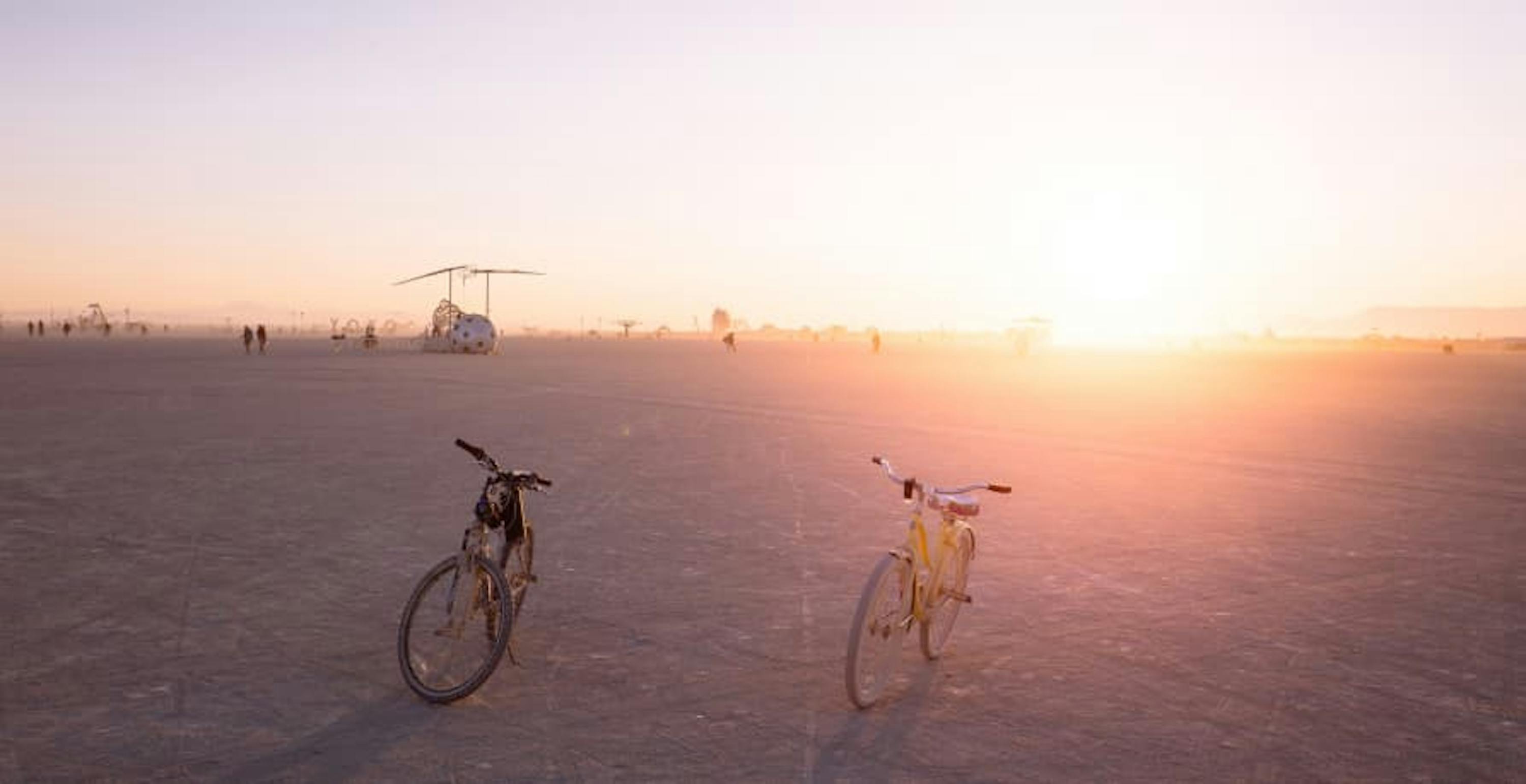 bikes parked in black rock city nevada