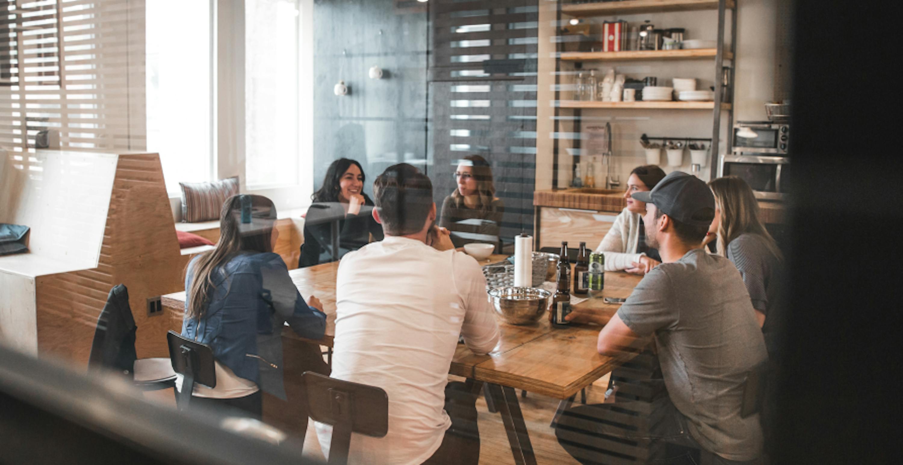 colleagues in an office meeting