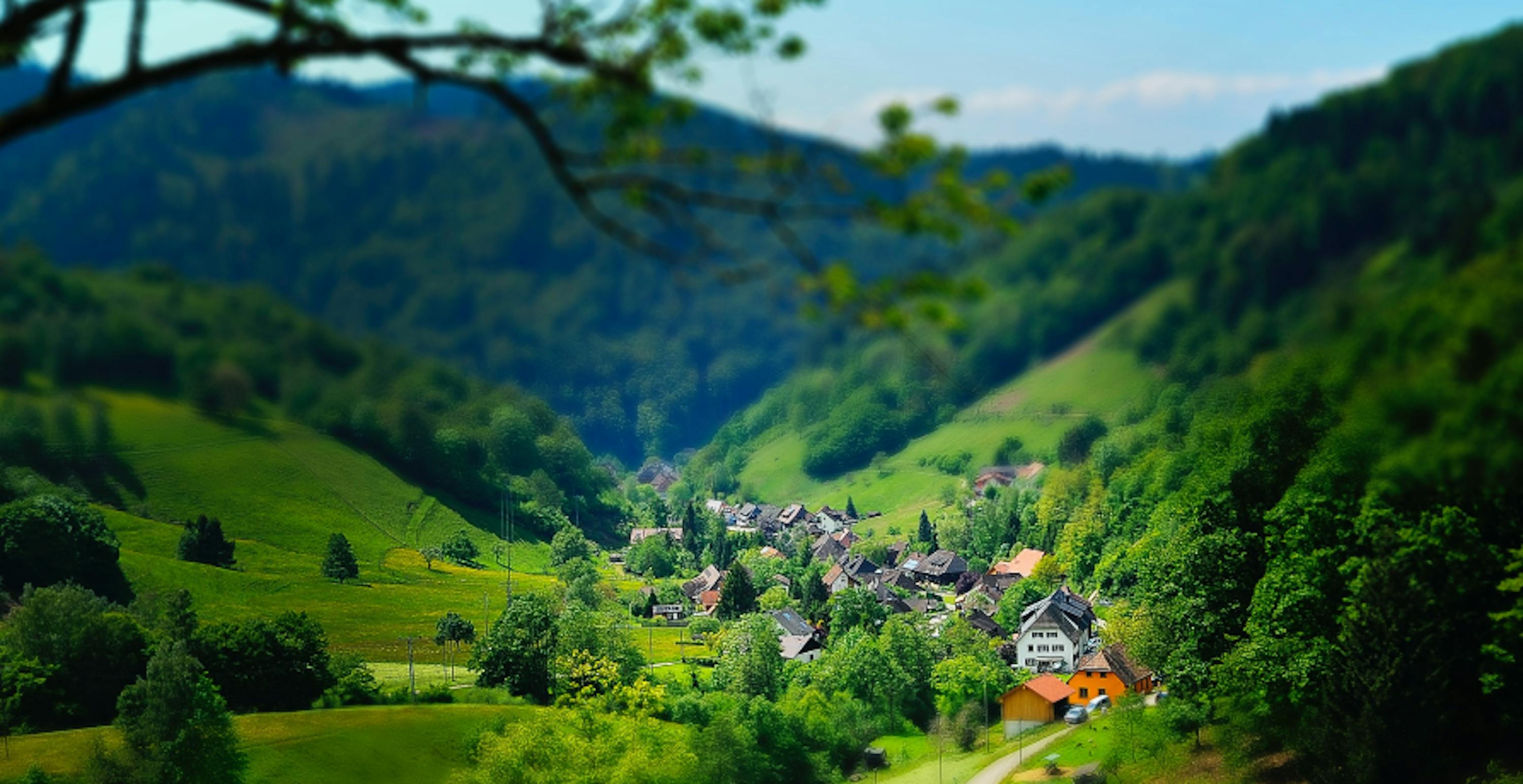 des maisons dans la montagne