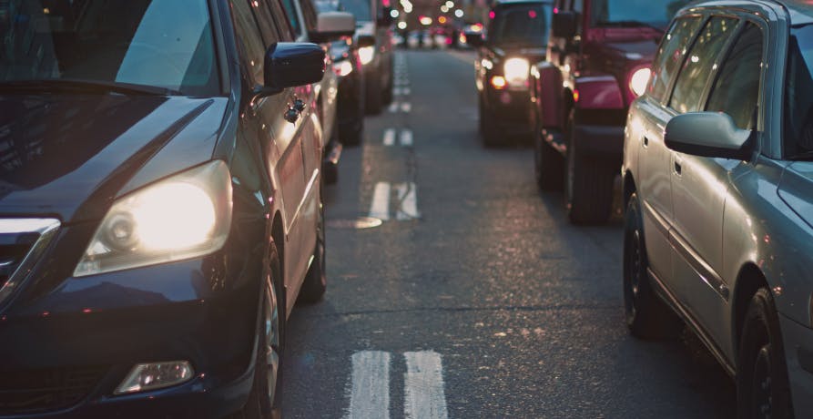 cars sitting in a traffic jam