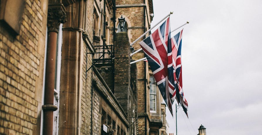 UK flag outside building