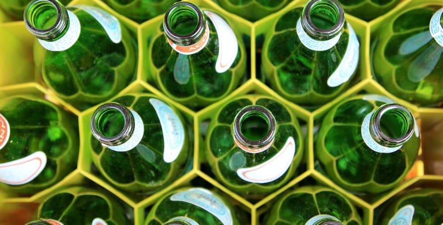 glass green bottles