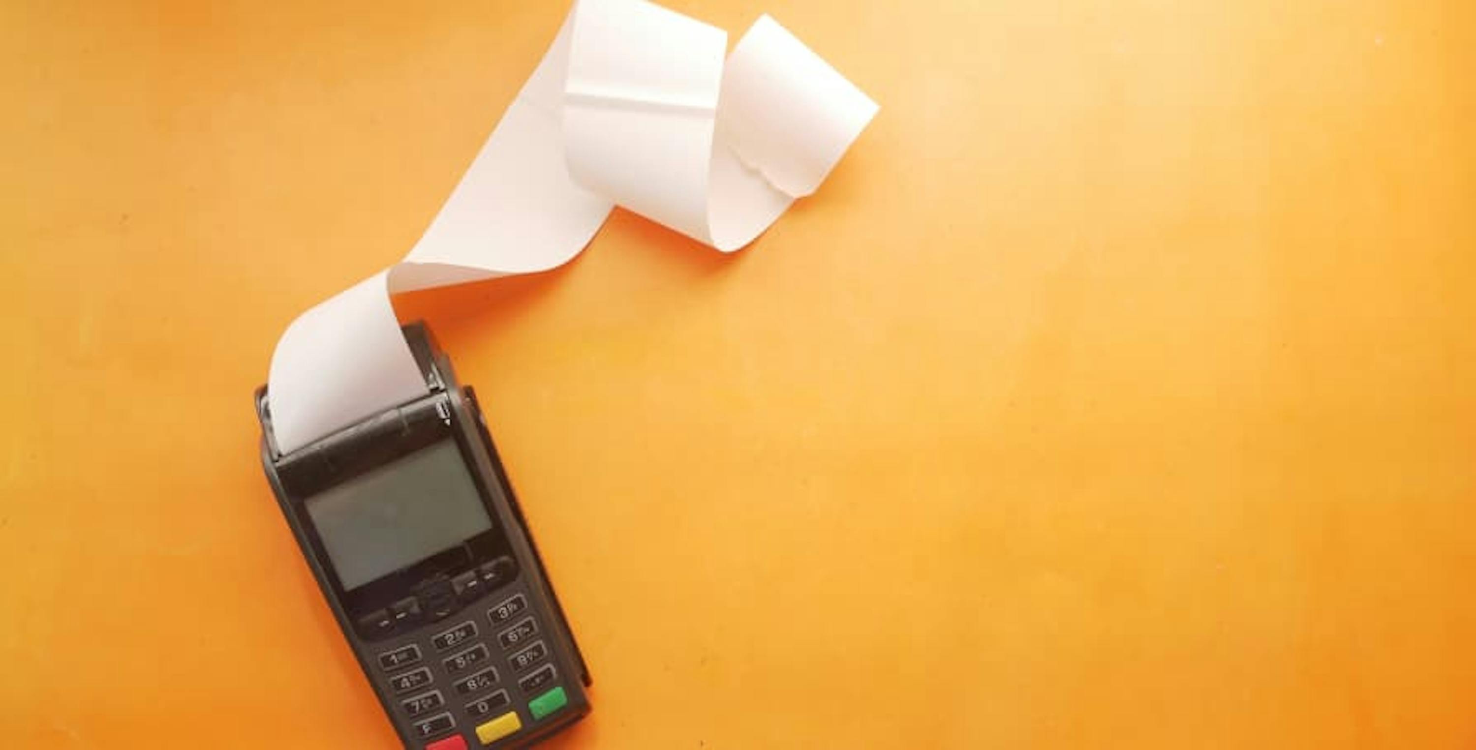 calculator printing paper with orange background