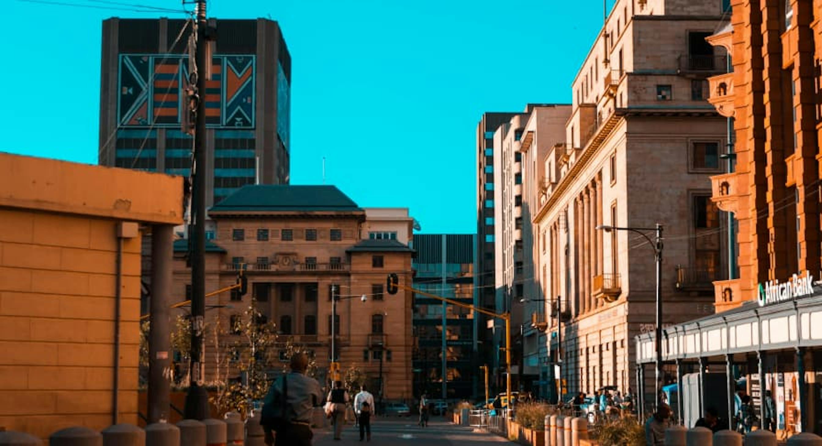 street with a bank