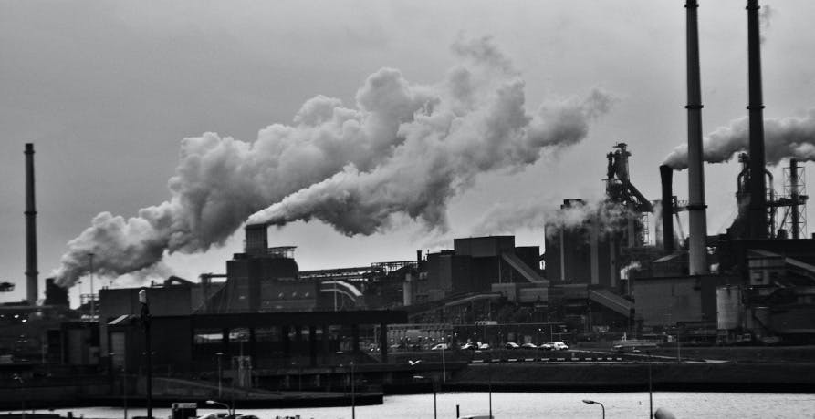 black and white photo of the Industrial Revolution