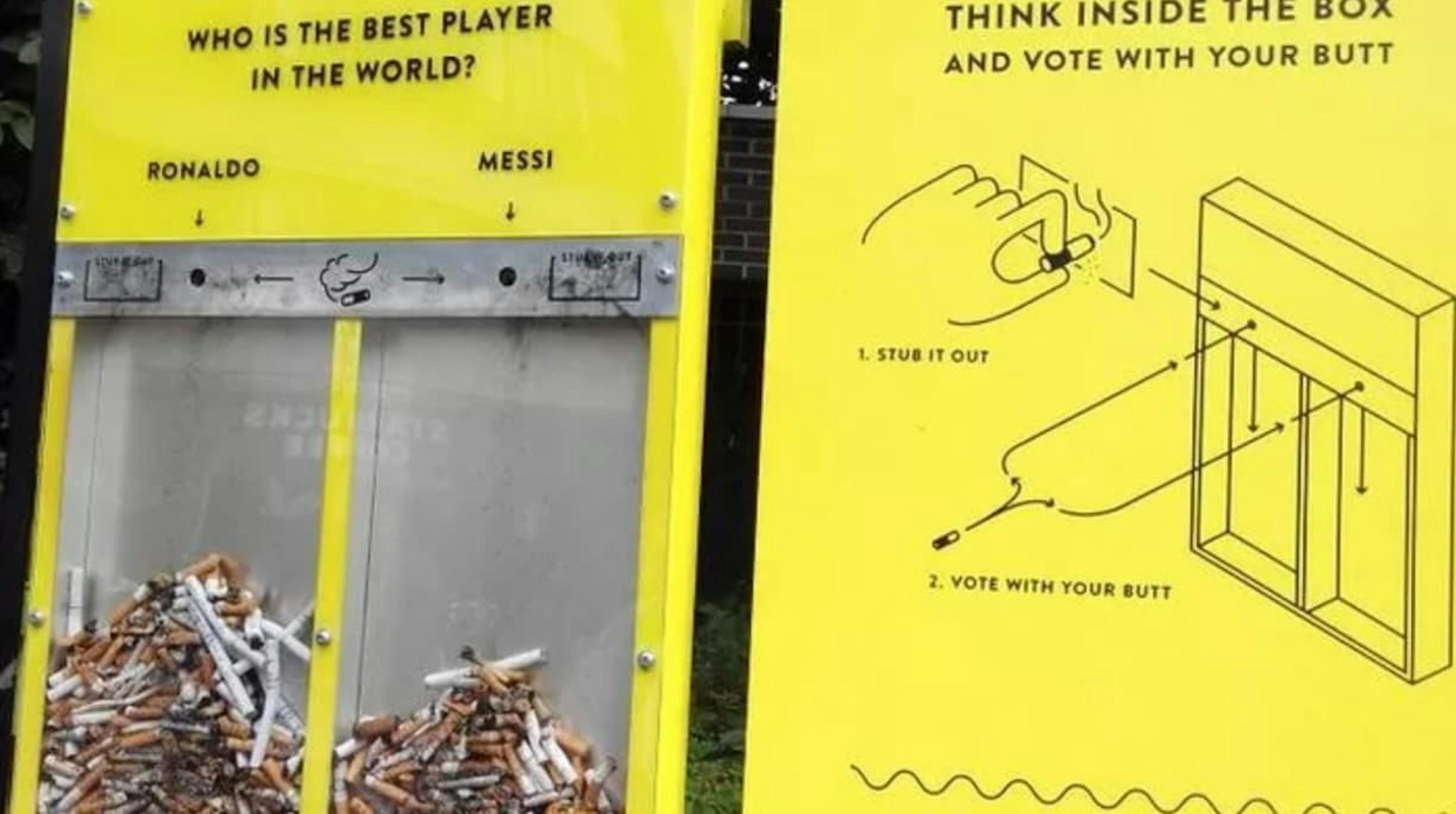 Une poubelle à cigarettes dans la rue