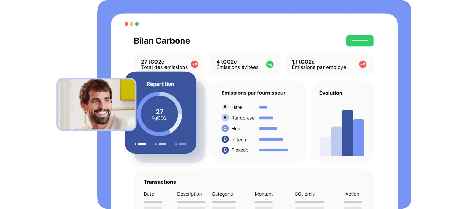 Aperçu de l'interface de Greenly bilan carbone