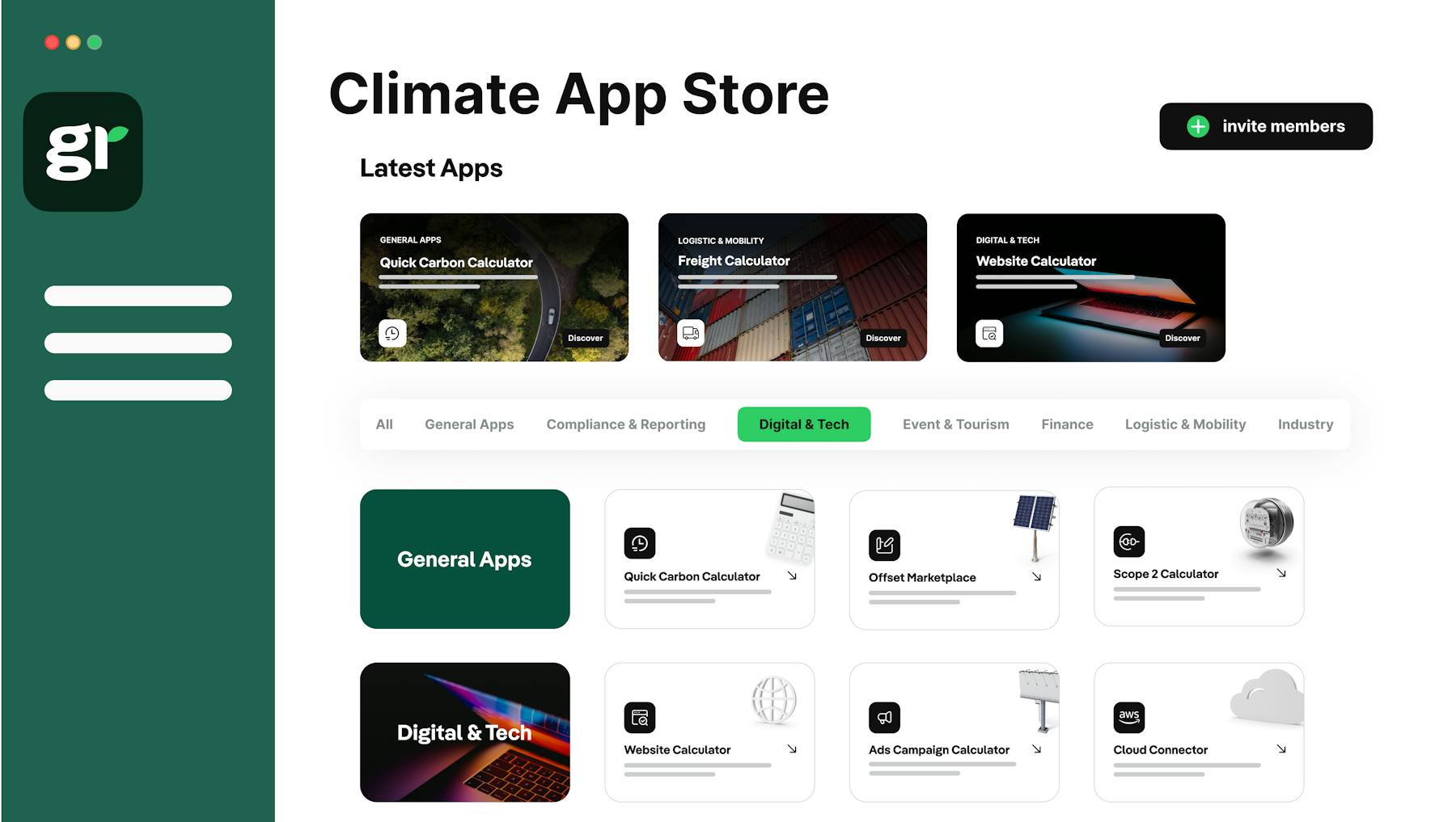 Greenly's climate app store library