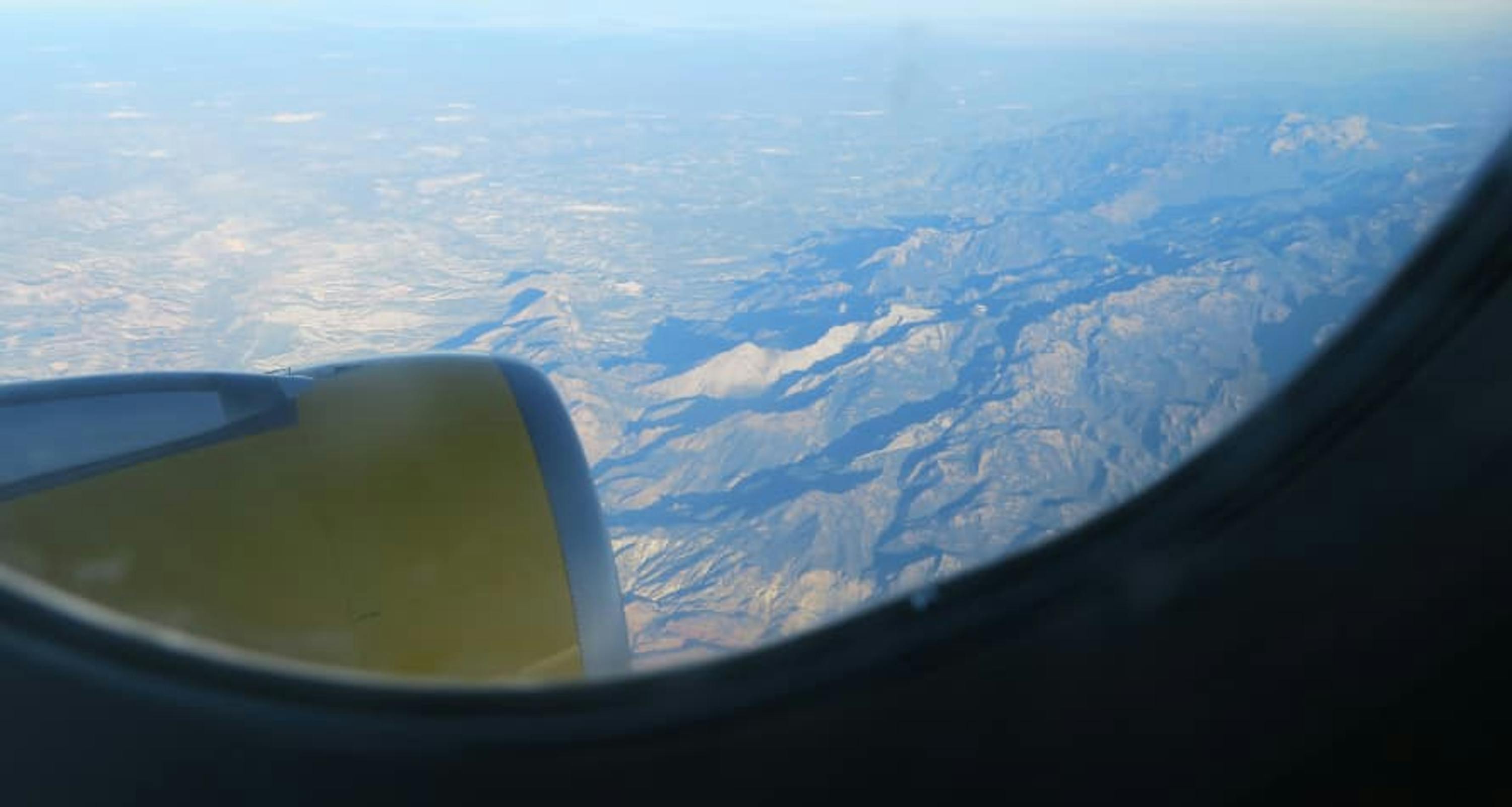 view of dry spain land from plane