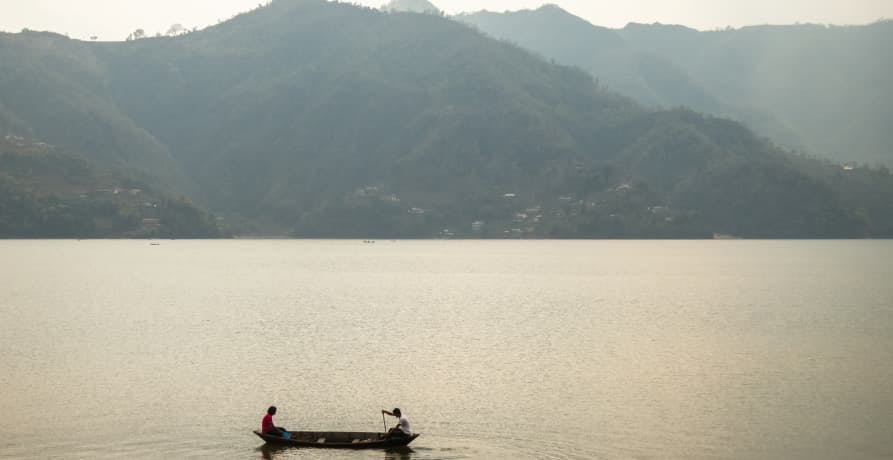 large lake and mountains