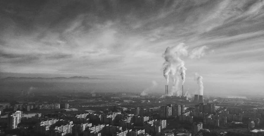 pollution black and white picture