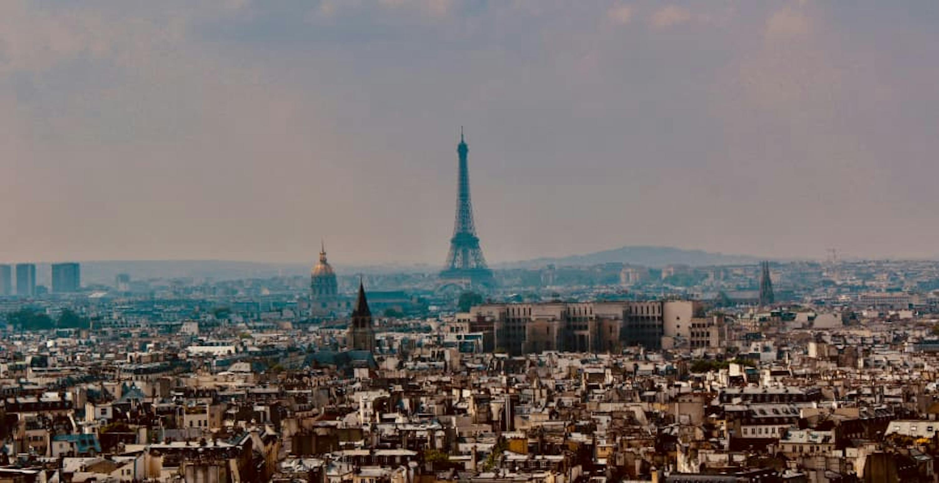 View across the city of Paris with the Eiffel Tower