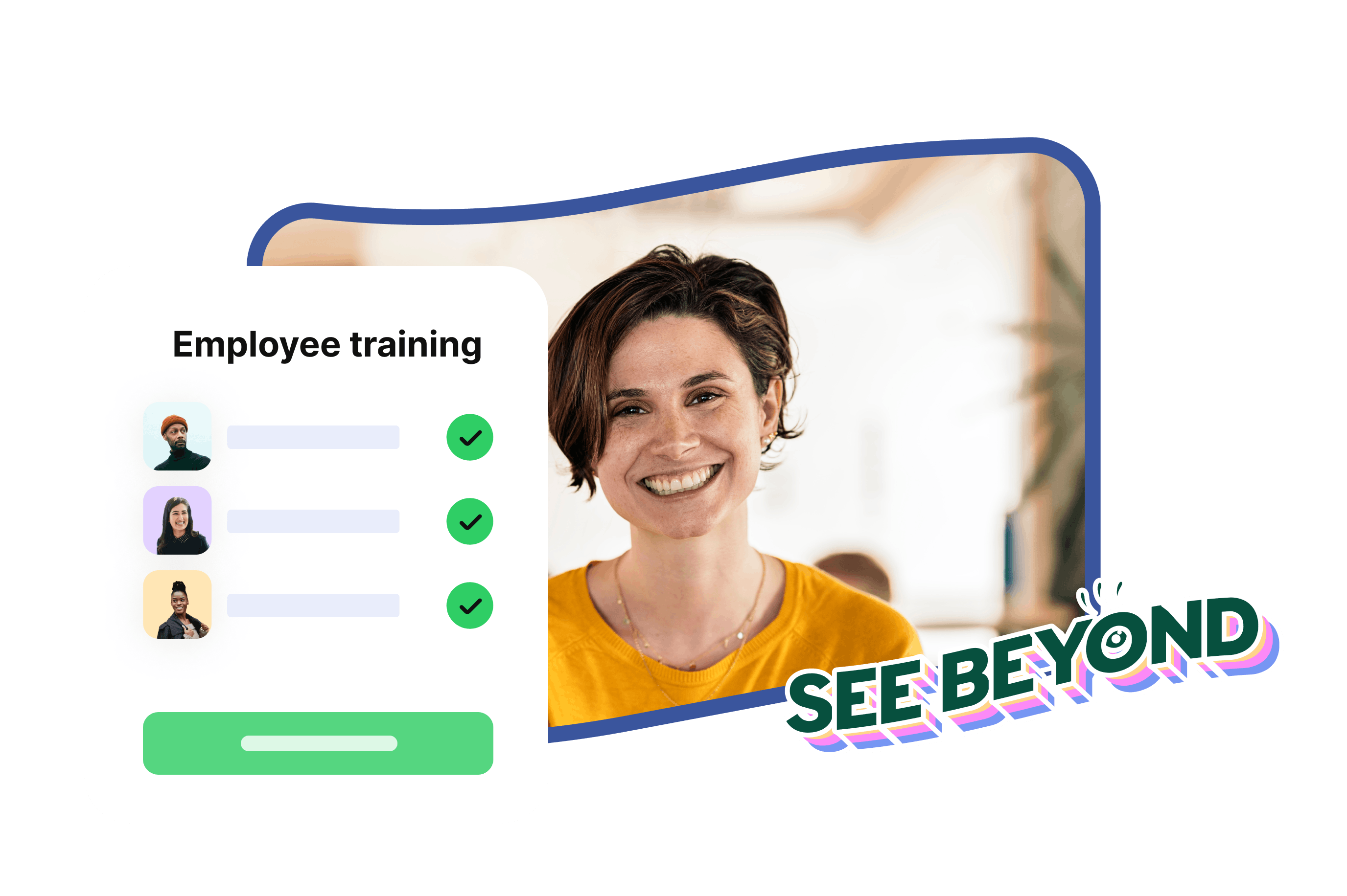 Graphic with photo of a smiling woman
