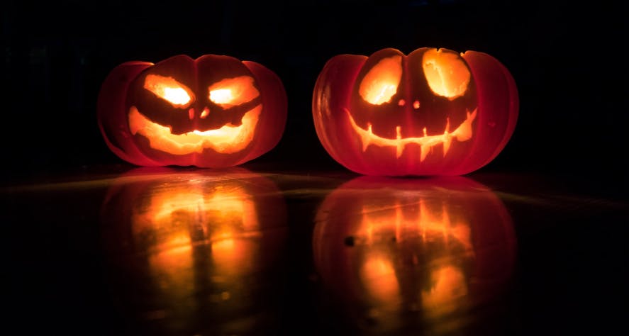 two halloween pumpkins