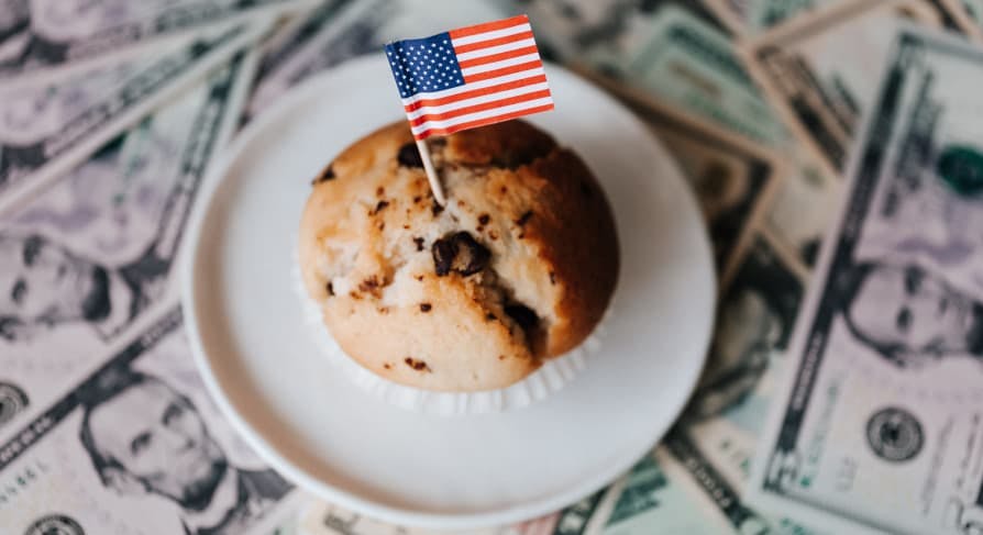 muffin with american flag stuck into it