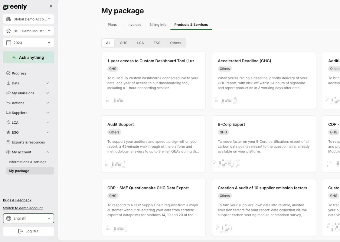 Browse and request add-on services right from your platform