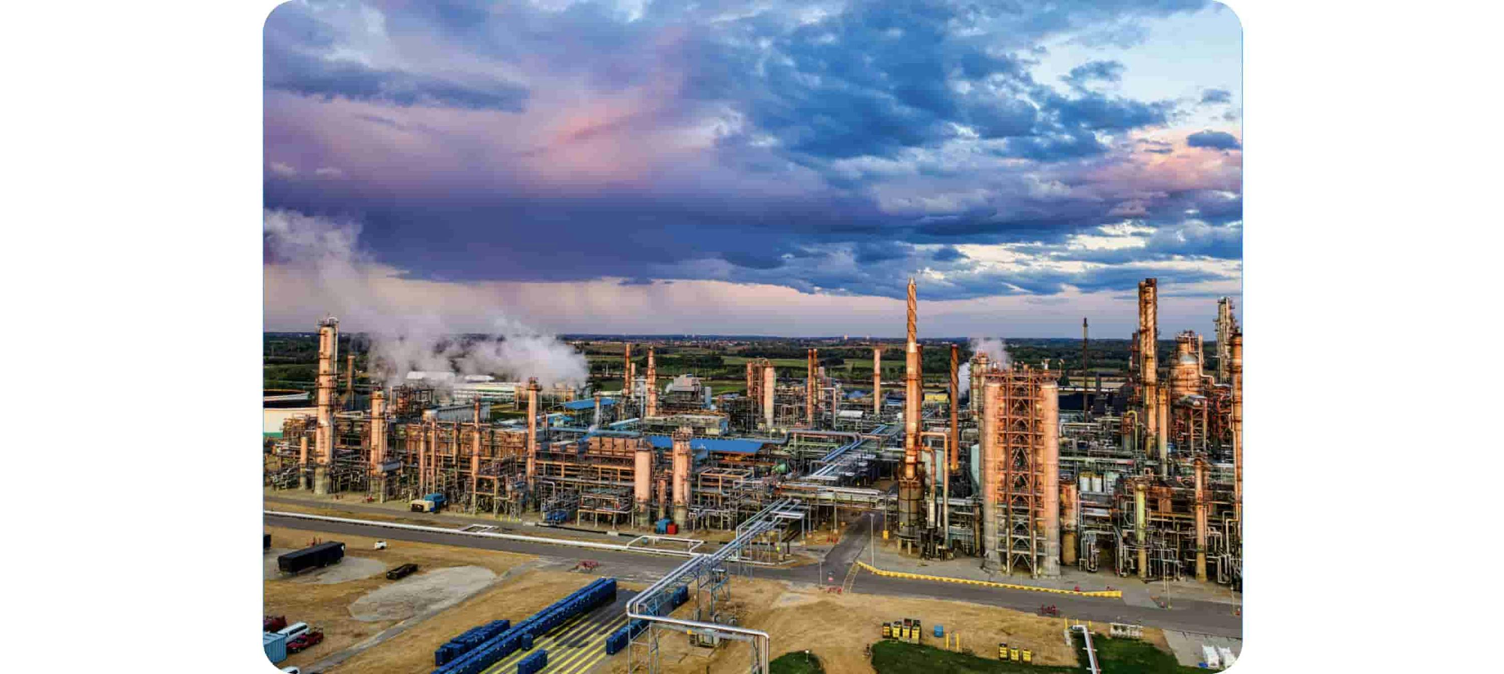 Industrial area under cloudy sky