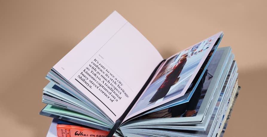 book open to pages with pictures