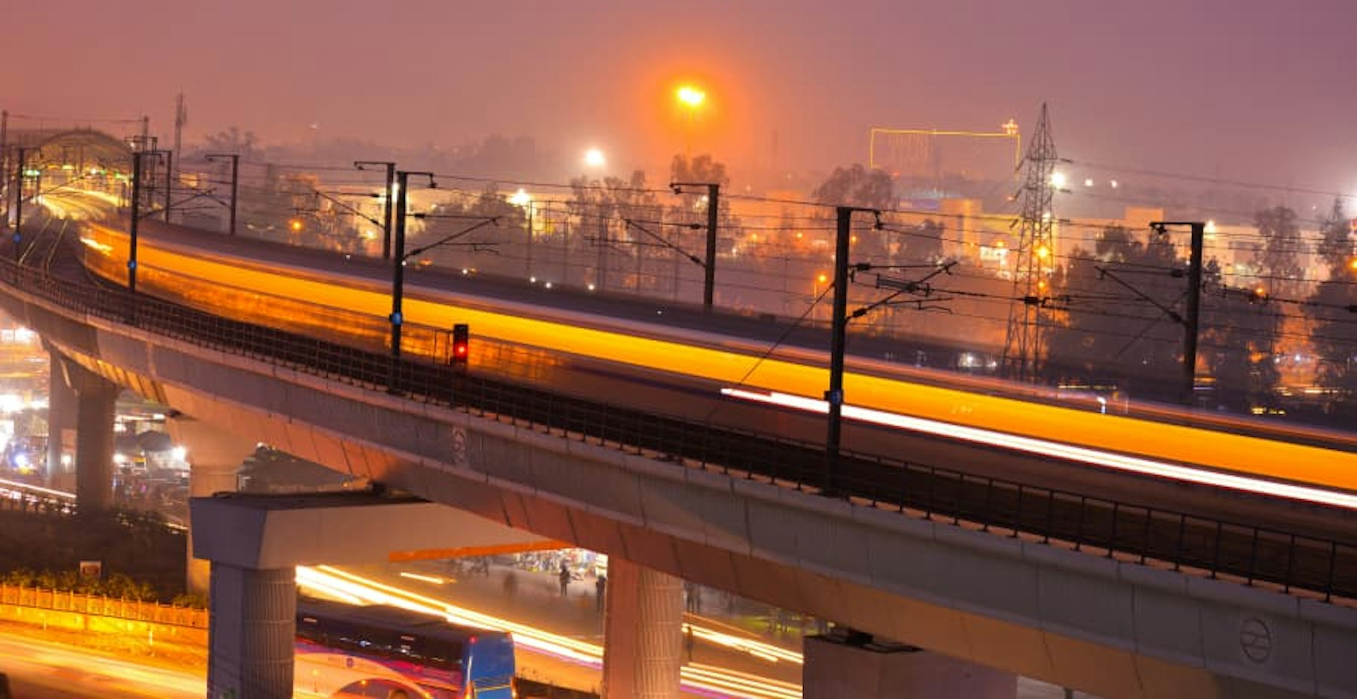 large road and city in India