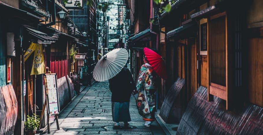 people walking streets of asian country