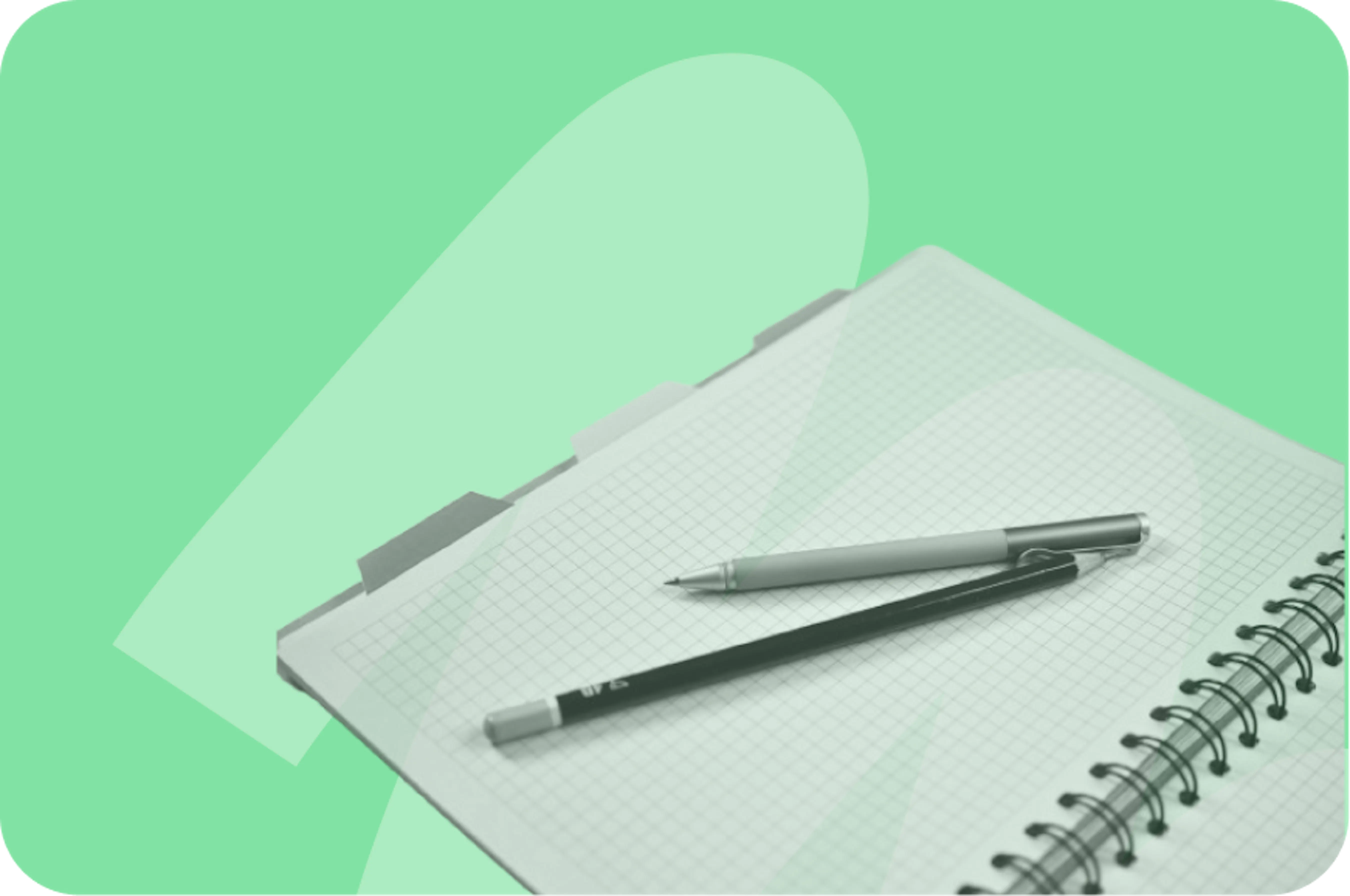 Cahier et stylos