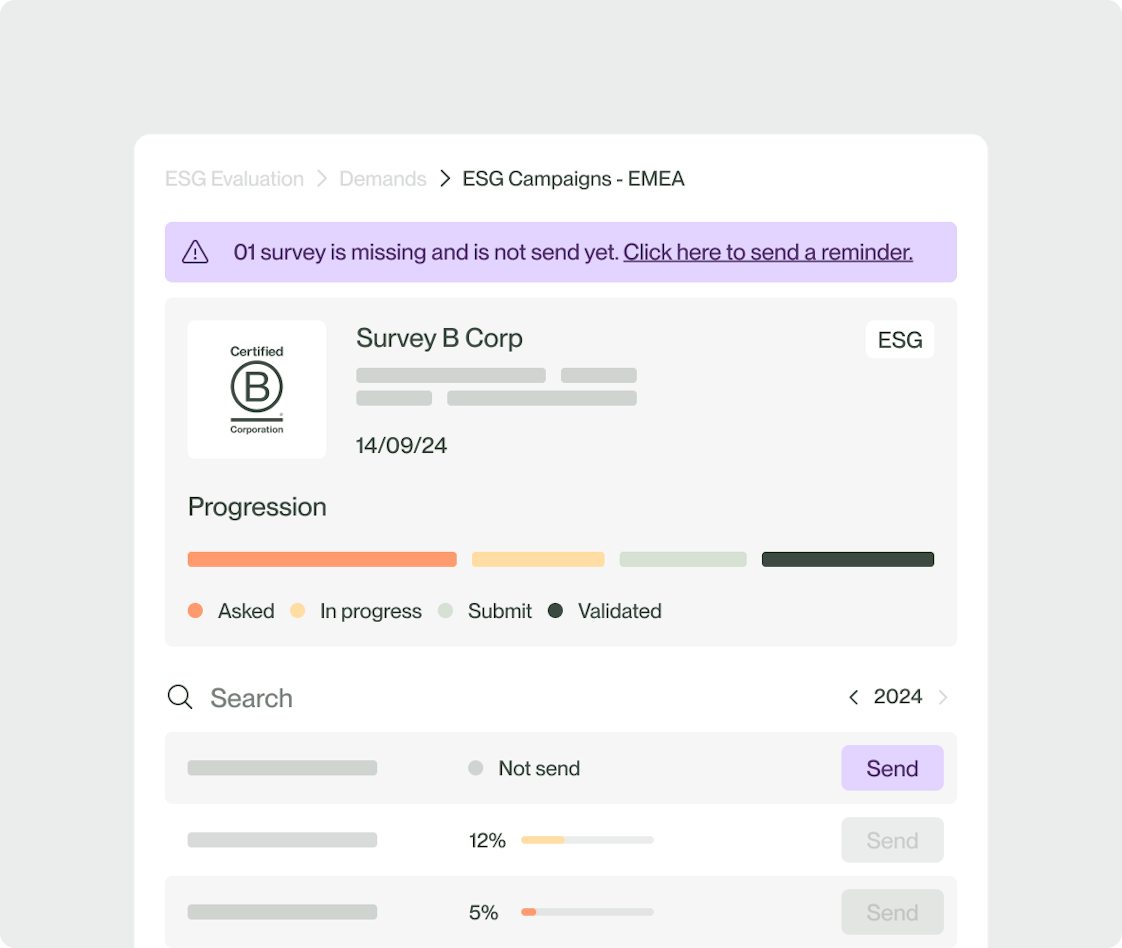 progress tracking for ESG campaign 