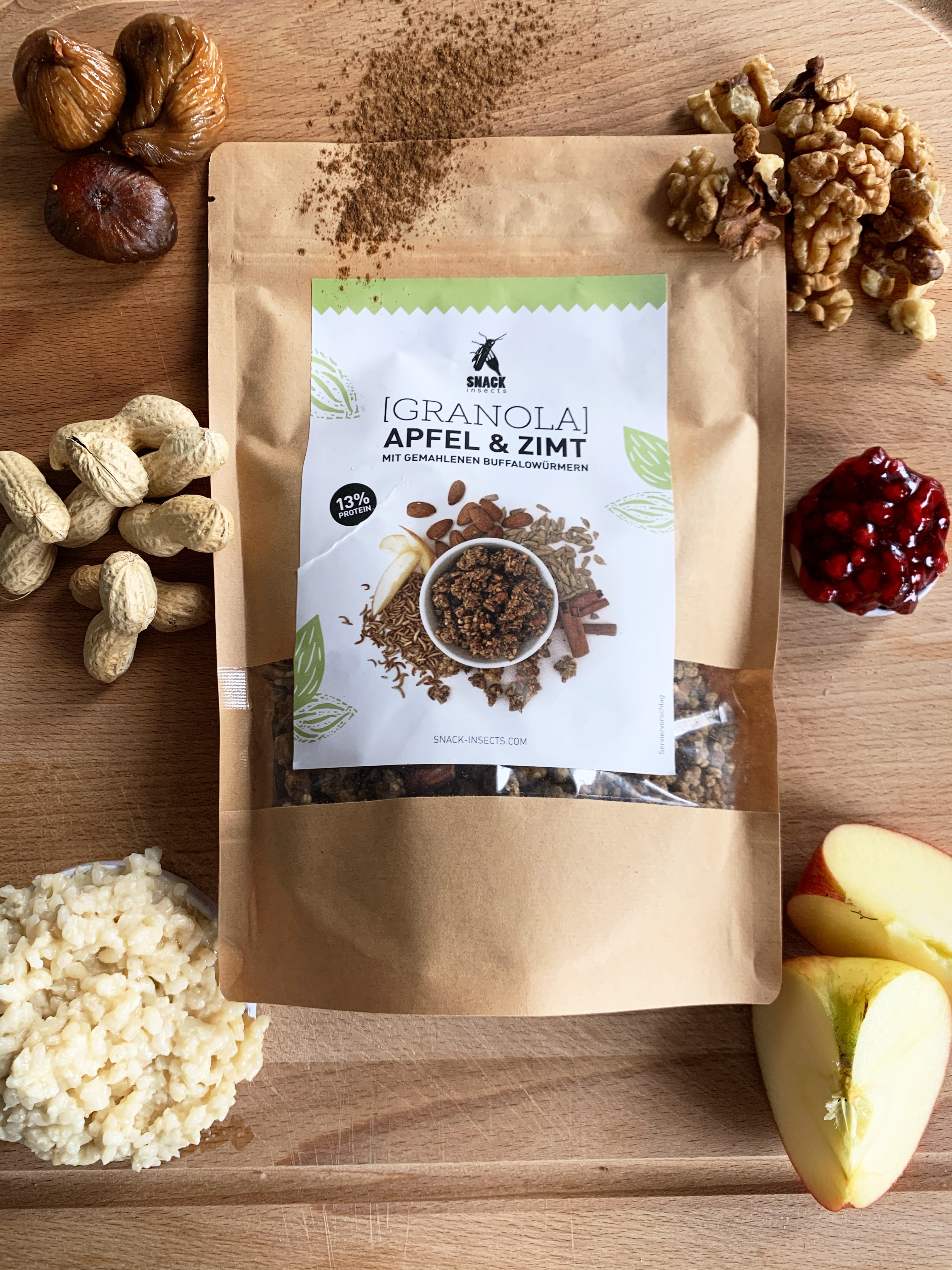 Apfel & Zimt Granola von Snack-Insects mit extra Zutaten