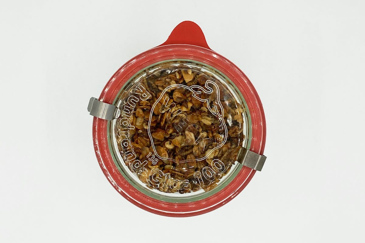 Mealworm Granola preserved in a Mason jar