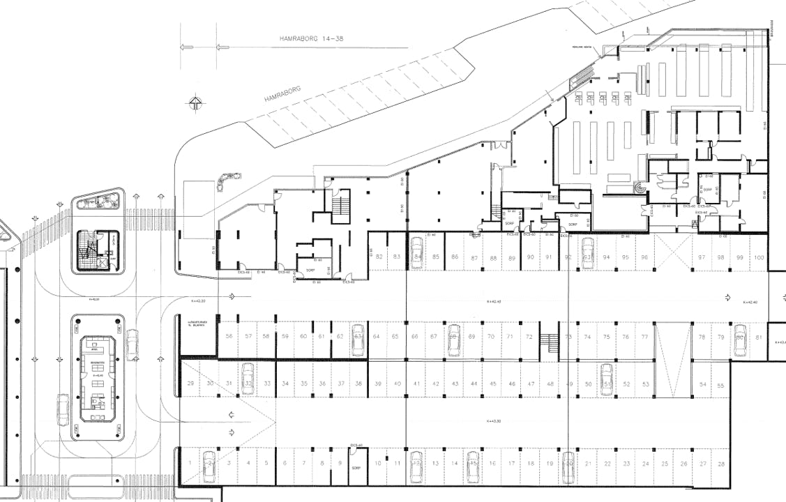 Overview - Hamraborg parking lot - 1. floor