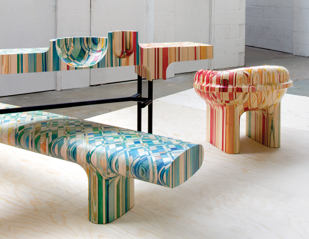 Colourful furniture for the Endgrain collection.