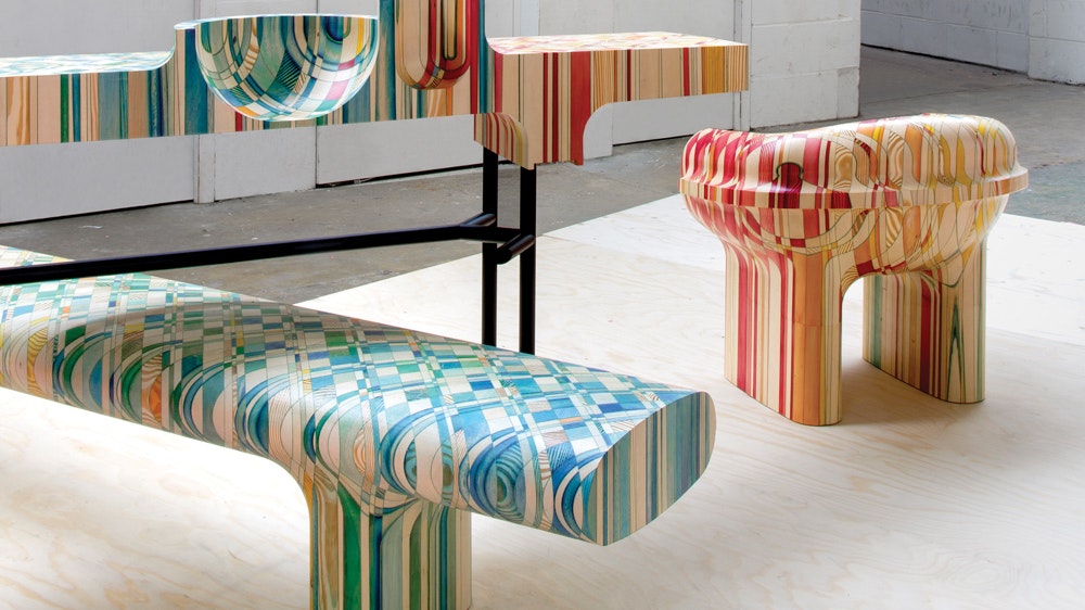 Colourful furniture for the Endgrain collection.