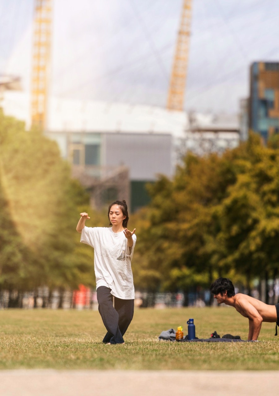 Green space within London at Greenwich Peninsula