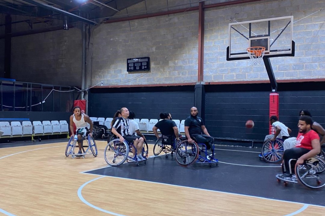 People play basketball