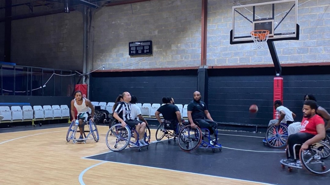 People play basketball