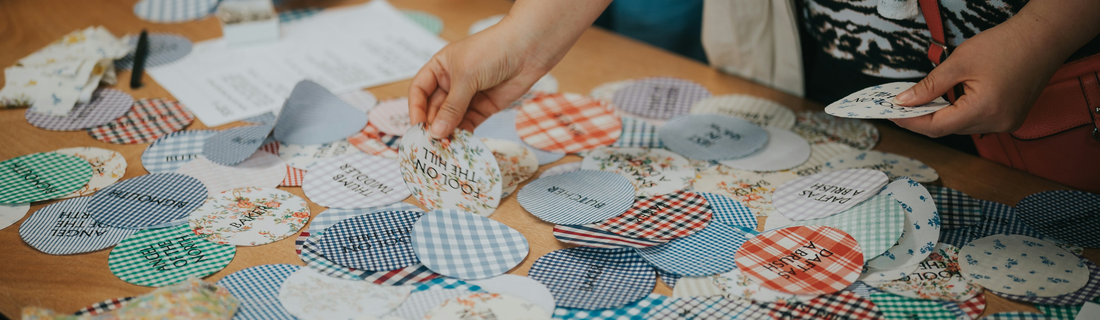 Rosettes scattered on a table