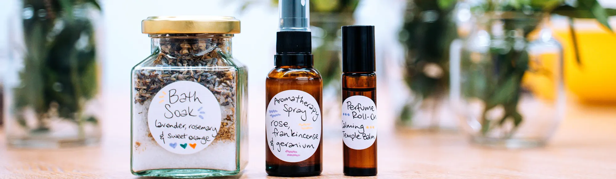A selection of herbal bath products