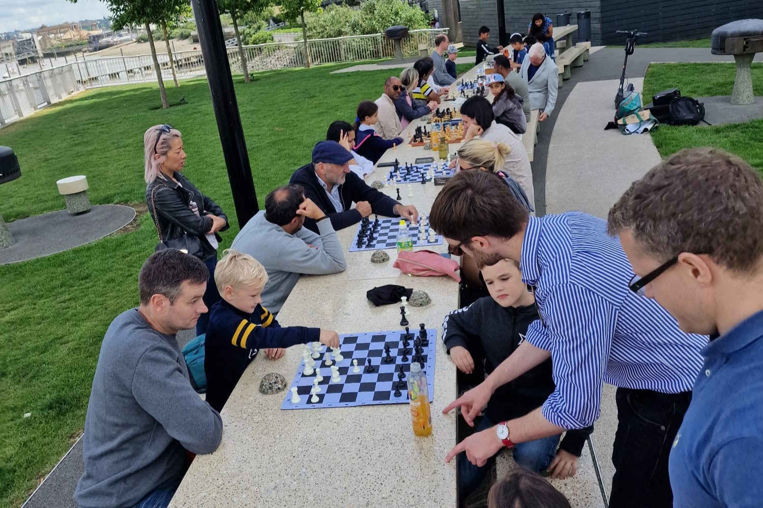 A large group playing chess