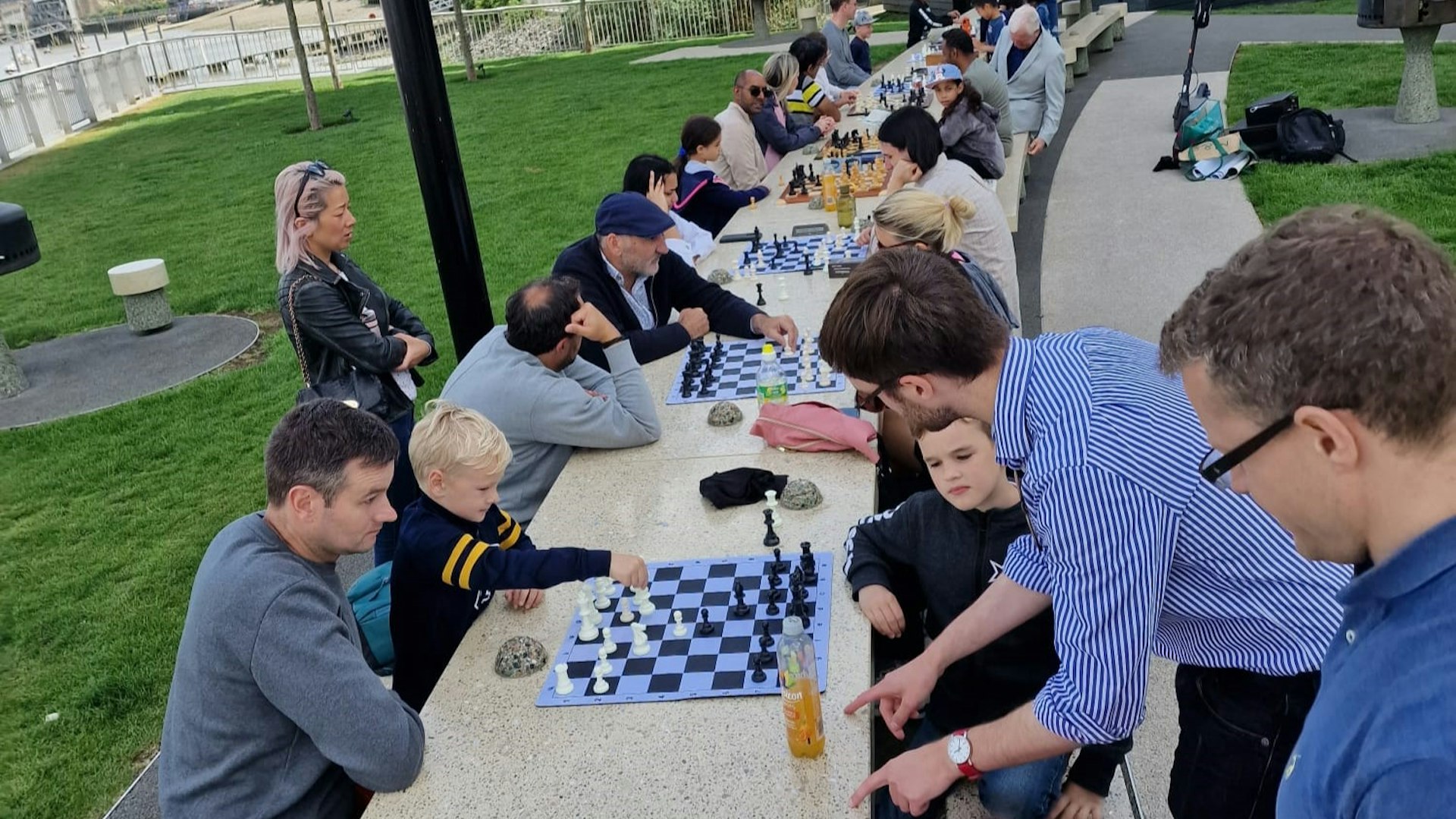 A large group playing chess