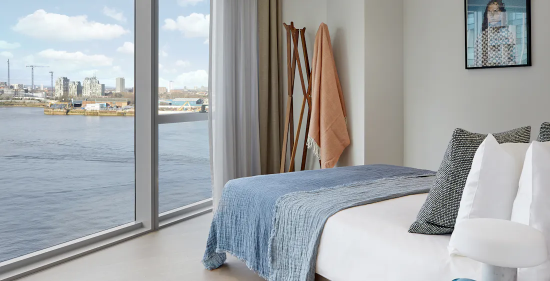Thames views from a bedroom in Greenwich