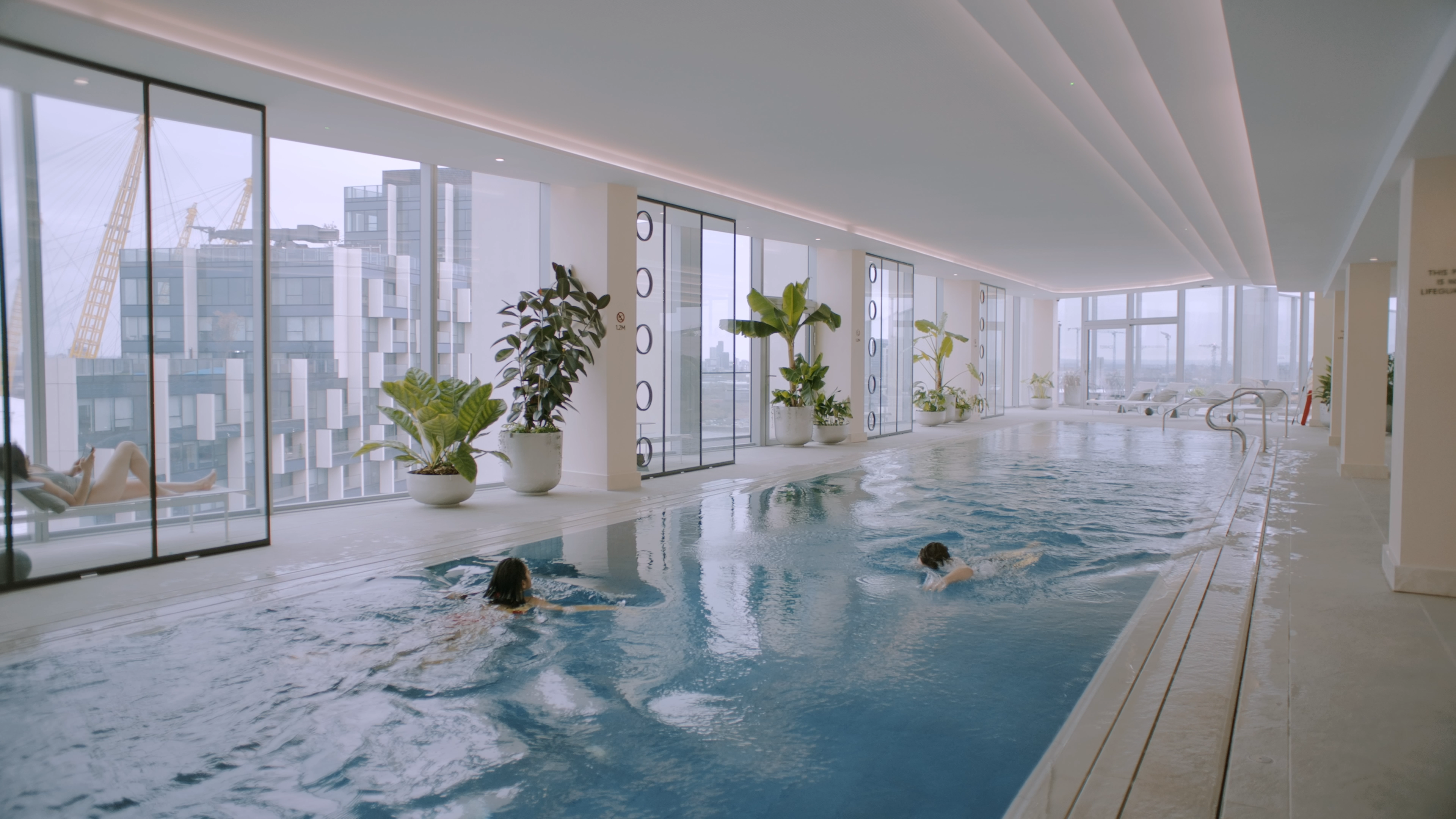 Riverside apartment building with a pool in London