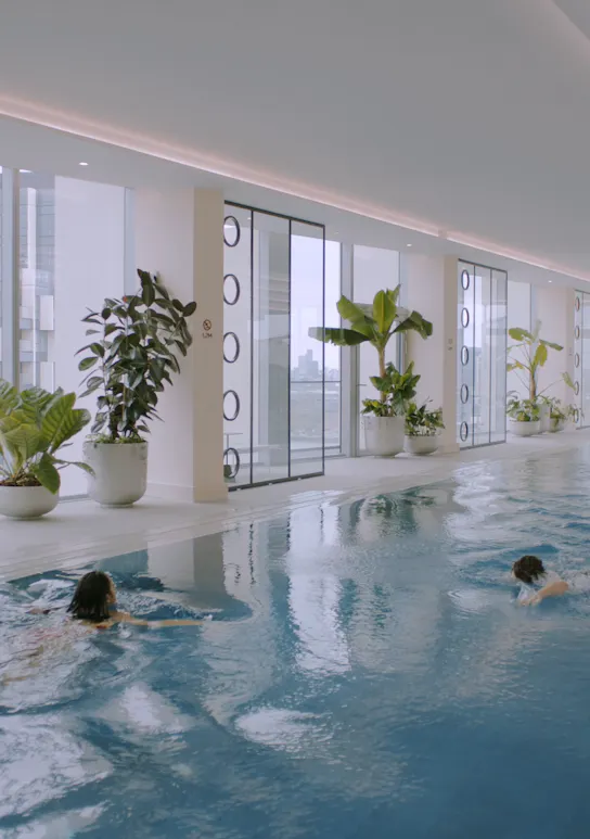 Riverside apartment building with a pool in London