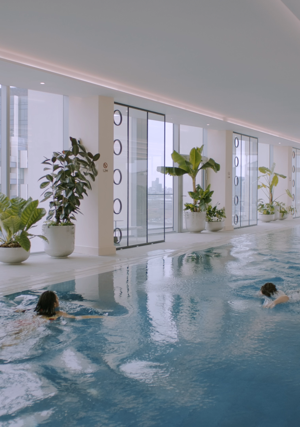 Riverside apartment building with a pool in London