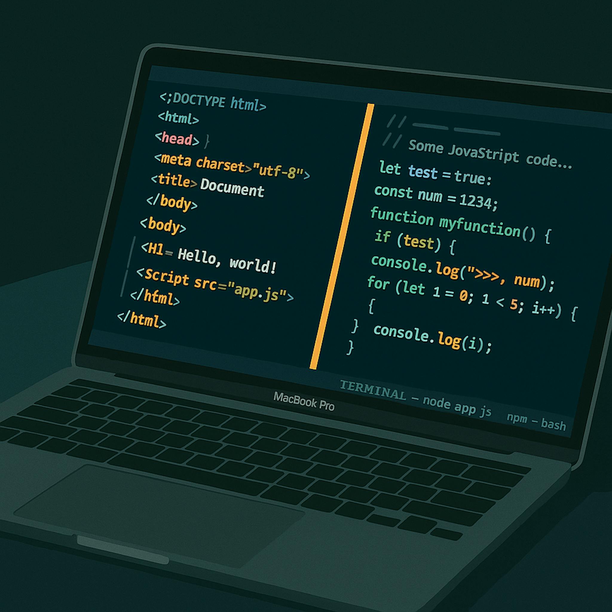 laptop with code