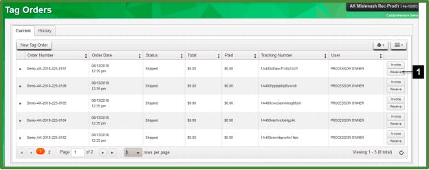 Metrc Tag Orders Dashboard | Receiving Plant and Package Tags