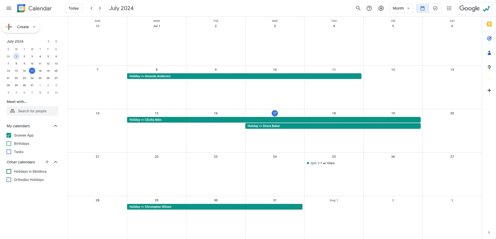 Google Calendar sync